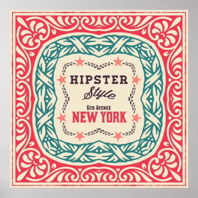 Poster Ornamentos barrocos e detalhes florais, cartão de  (Frente)