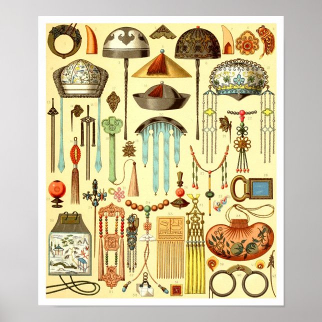 Pôster Ornamentos de cabelo chineses, Crachás de classifi (Frente)