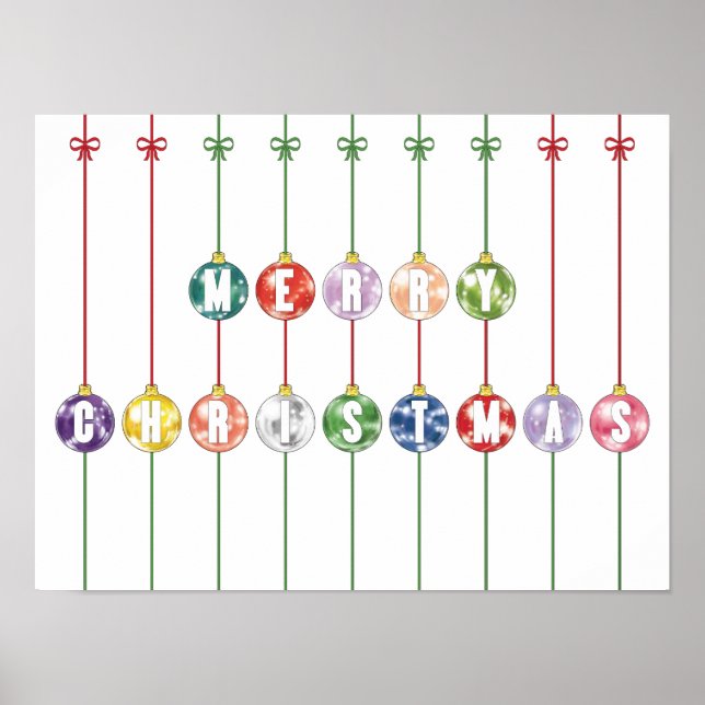 Poster Ornamentos de Esferas de Vidro Multicolorido Feliz (Frente)