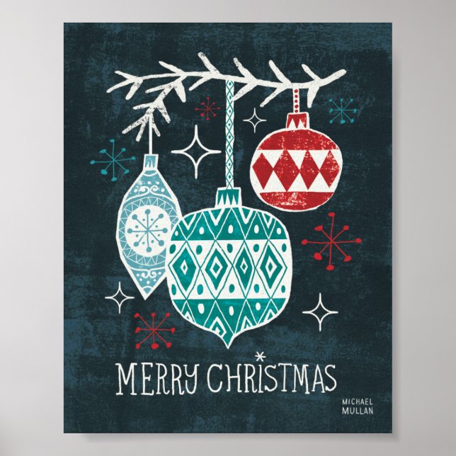 Poster Ornamentos de Natal de feliz (Frente)