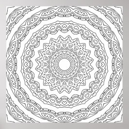 Poster Ornate Layered Mandala with Scalloped Ring Detail