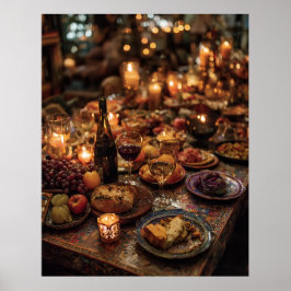 Poster Ornate Red Wine Banquet Table