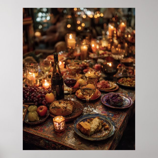 Poster Ornate Red Wine Banquet Table (Frente)