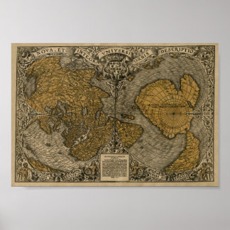 Pôster Oronce Fine 1531 Mapa mundial