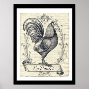 Pôster Oroster francês orgulhoso La Poulet Vintage Art