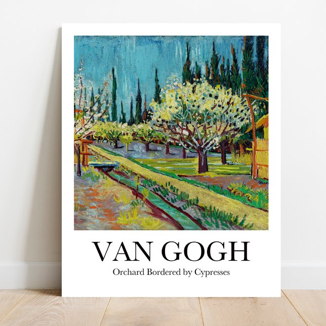 Poster Orquard Bordada por Cyprestes por Vincent van Gogh (Van Gogh's Sun-Kissed Orchard: Brighten your walls! High-quality art poster)
