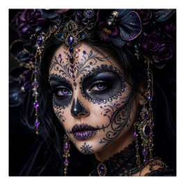Pôster Orquídea Âmbar Calavera – Caveira de Açúcar Gótica