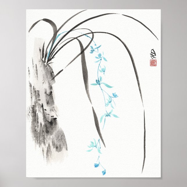 Poster Orquídea Azul no Vento (Frente)