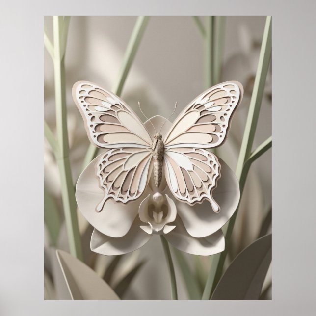Poster Orquídea Borboleta de Cartolina (Frente)