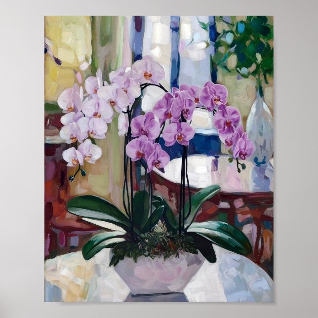 Poster Orquídea - Cena Floral Impressionista Suave (Frente)