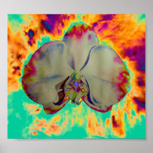 Poster Orquídea-Fogo, pintura floral abstrato tropical