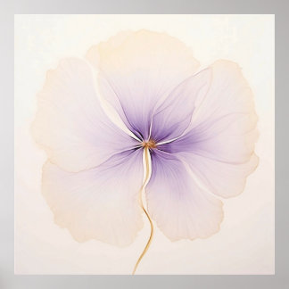 Poster Orquídea Lavanda Mínima em Aquarela