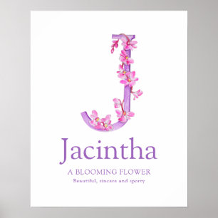 Poster Orquídea - Letra J Jacintha - nome personalizado