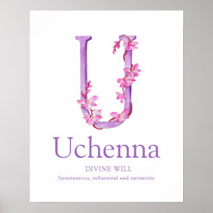Poster Orquídea - Letra U Uchenna - nome personalizado si