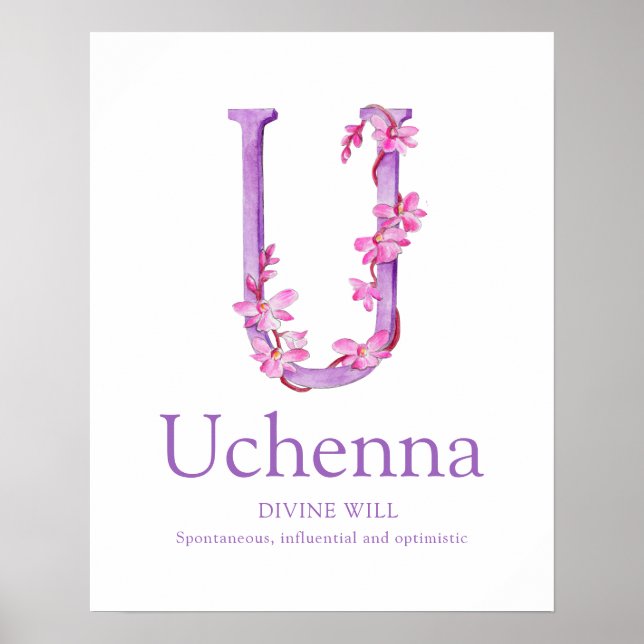 Poster Orquídea - Letra U Uchenna - nome personalizado si (Frente)