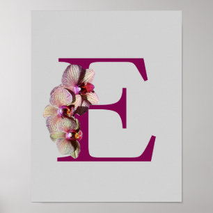 Poster Orquídea Monograma Inicial Elegante E Personalizad