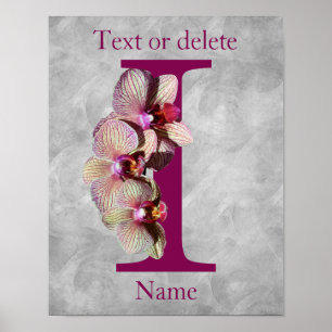 Poster Orquídea Monograma Inicial I Elegante Personalizad