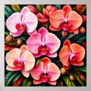 Poster Orquídea Rosa Elegante Decoração Sofisticada para