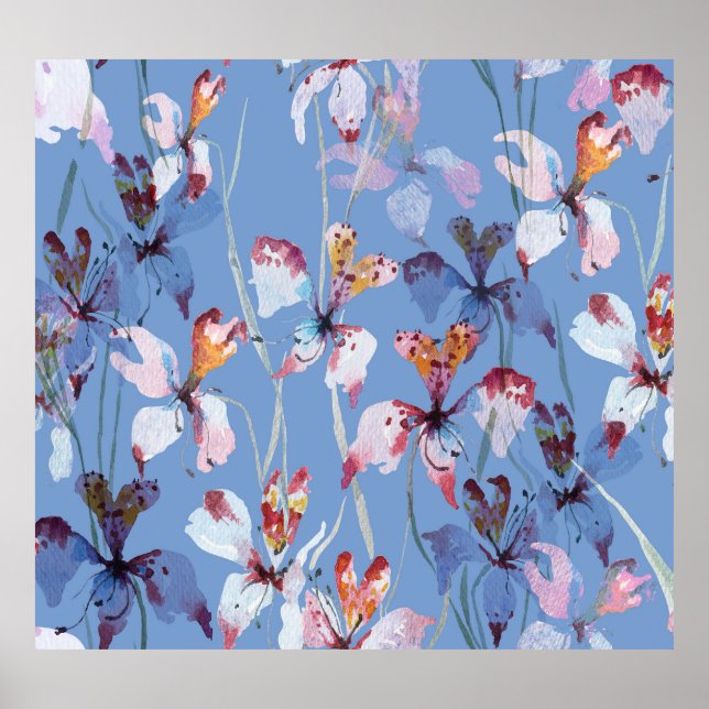 Poster Orquídea Selvagem Elegância: Luxo Aquarela (Frente)