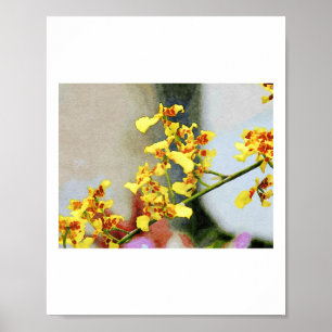 Poster Orquídeas Amarelas Vibrantes Em Um Estilo De Arte