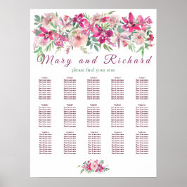 Poster Orquídeas Aquáticas e Gráfico de Casamento de Rosa