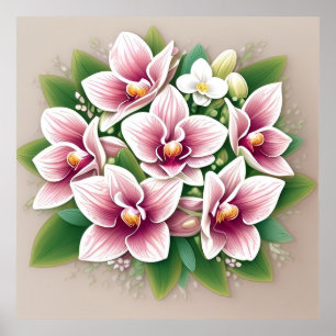 Poster Orquídeas Rosa Elegantes em Flor