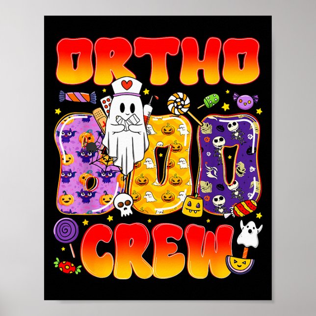 Poster Ortho Boo Crew Ortho Nurse Funny Halloween  (Frente)