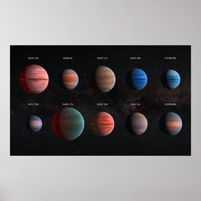 Poster Os 10 Exoplanetas Wasp De Júpiter Quente (Frente)