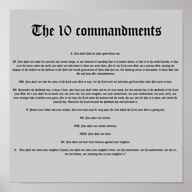 Poster Os 10 mandamentos (Frente)