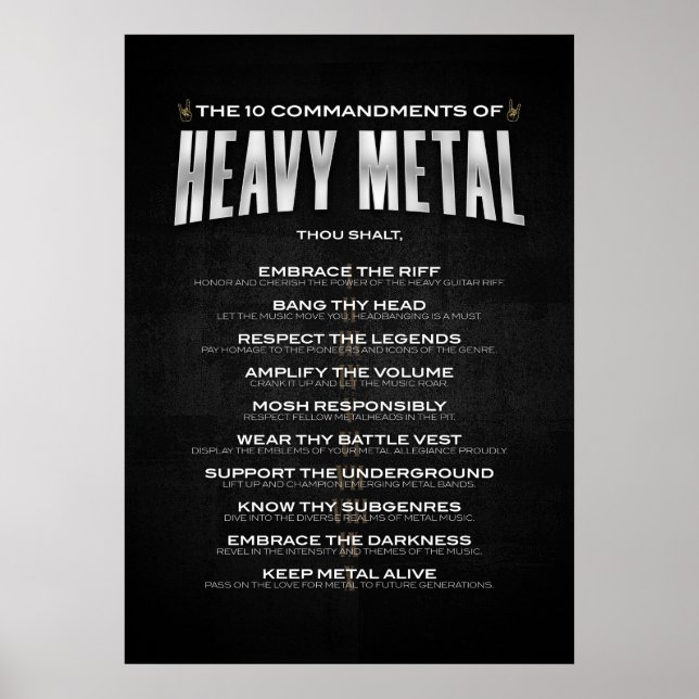 Poster Os 10 Mandamentos de Metal Pesado (Frente)
