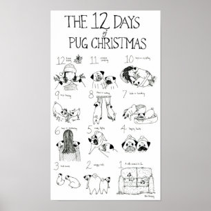 Poster Os 12 dias do Natal do Pug