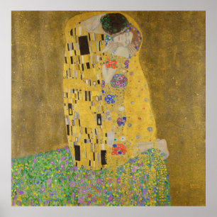 Poster Os amantes beijando o abraço de Gustav Klimt