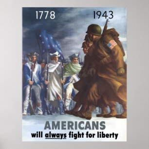 Pôster Os americanos lutarão sempre pela liberdade