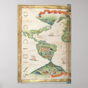 Poster Os Americas, detalhe do atlas de mundo, 1565