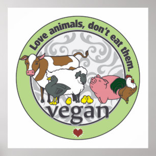 Pôster Os animais do amor não os comem Vegan