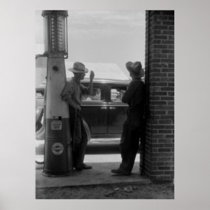 Pôster Os anos 40 visíveis da bomba e do carro de gás d