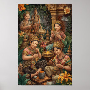 Poster Os Artesãos Dourados de Bali - Arte Sagrada em Par