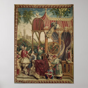 Poster Os astrónomos, oficina de Beauvais, 1711