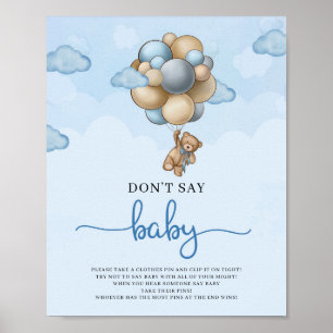 Poster Os balões de marfim azul de urso de pelúcia não