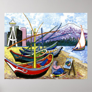 Pôster Os barcos de Van Gogh