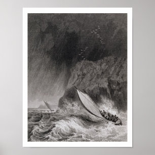 Poster Os barcos fora da ilha de Walden em uma neve