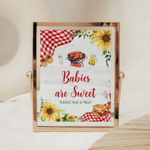 Poster Os bebês de Chá de fraldas de girassol são doces