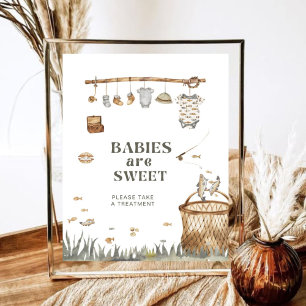 Poster Os Bebês De Pesca Floral Russos São Chás de fralda