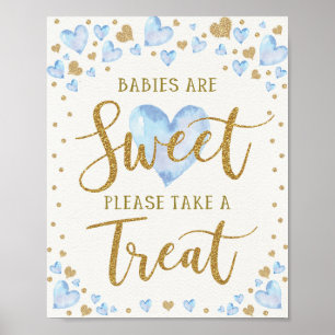 Poster Os bebês são doces e tratam corações prateados