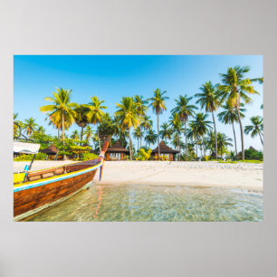Poster Os bungalows da estância turística na praia  