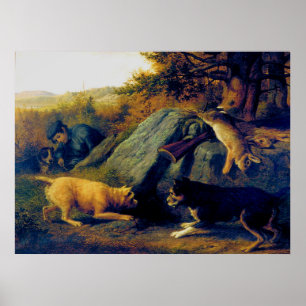 Poster Os Caçadores de Coelhos Thomas Hewes Hinckley 1850