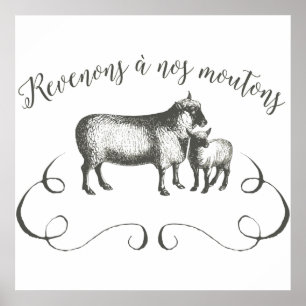 Pôster Os carneiros cultivam o estilo francês engraçado