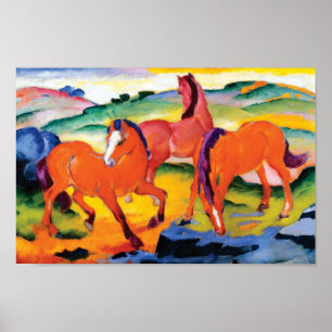 Pôster Os Cavalos Vermelhos de Franz Marc