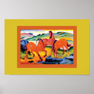 Poster Os cavalos vermelhos por Franz Marc