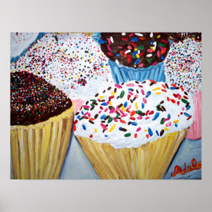 Pôster Os "cupcakes com polvilham "
